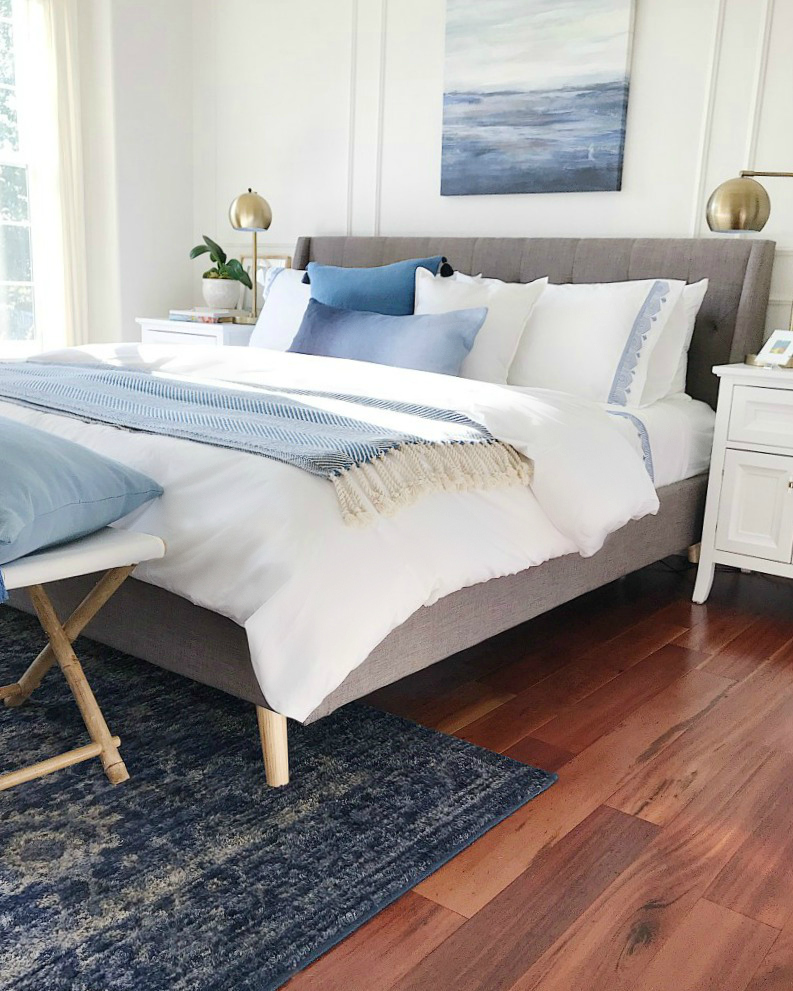 Calming blue and white coastal bedroom - jane at home